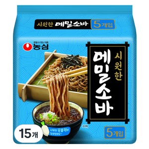 농심 메밀소바, 127g, 15개