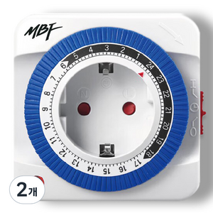 엠비에프 24시간 절전형 타이머 콘센트 스위치 1구 MBF-TSW24A, 78cm, 혼합색상, 2개