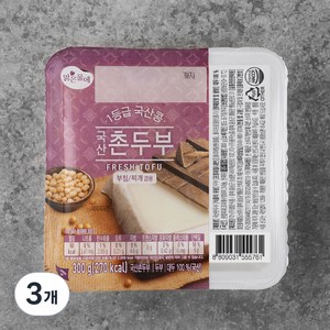 맑은물에 1등급 국산콩 촌두부, 300g, 3개