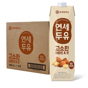 연세우유 고소한 아몬드 앤 잣 두유, 1L, 12개