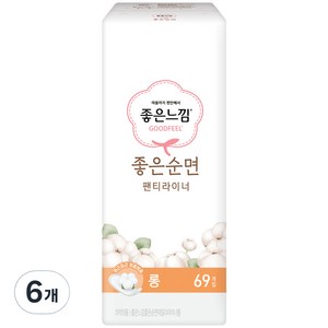 좋은느낌 좋은순면 롱 팬티라이너, 69개입, 6개