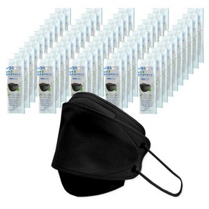 한스웰 늘찬 쿨 컬러 황사 방역 마스크 대형 KF94, 1개입, 50매, 블랙