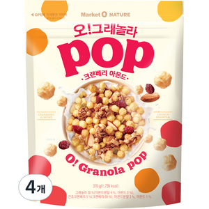 마켓오네이처 오그래놀라 크랜베리 아몬드, 370g, 4개