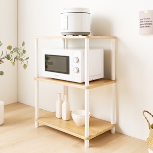 조립식 스마트 전자렌지수납장 선반 렌지대 밥솥다이 진열장 3단, 오크 화이트