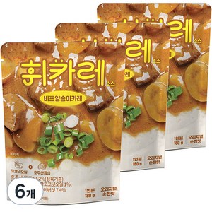 휘카레 비프양송이카레 순한맛, 180g, 6개