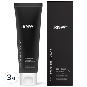 알엔더블유 옴므 오일 컨트롤 페이셜 클렌저 클렌징 폼, 120ml, 3개