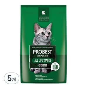 프로베스트 전연령 캣 기능성 사료, 헤어볼, 2kg, 5개