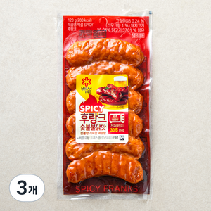 백설 SPICY 후랑크 숯불불닭맛, 120g, 3개