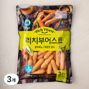 청정원 리치부어스트 할라피뇨 소시지, 1kg, 3개