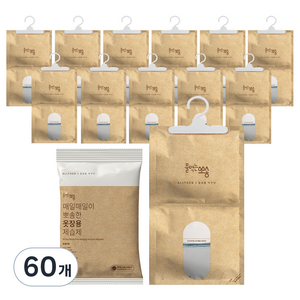 물먹는뽀송 옷걸이형 제습제, 400g, 60개