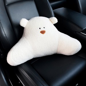앤티스 차량용 백곰 허리쿠션, 화이트, 1개
