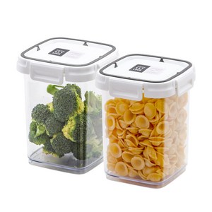 수납이야기 스카이락 정사각형 3호 1L, 2개, 밀폐용기 1000ml