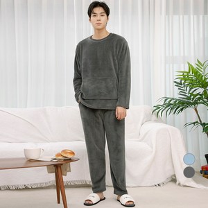 캐럿 남성용 데일리 극세사 수면 잠옷 상하의 세트