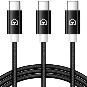 홈플래닛 C타입 패브릭 고속충전 케이블, 블랙, 3개, 3m