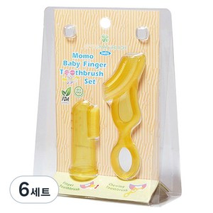 스위스나뚜리치 모모 핑거실리콘 칫솔 세트, 노란색, 6세트