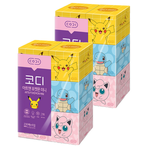 코디 아트앤 포켓몬 미니 천연펄프 각티슈 2겹 랜덤발송, 230매, 12개