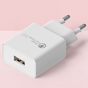 서가 퀵차지 QC3.0 18W USB 고속충전기 어댑터, 화이트, 1개