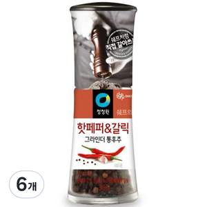 청정원 쉐프의허브 핫페퍼 앤 갈릭 그라인더 통후추, 30g, 6개