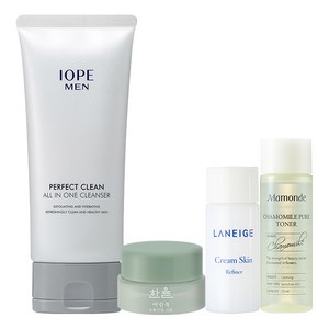 아이오페 맨 퍼펙트 클린올인원 클렌저 125ml + 아모레퍼시픽 기초케어 3종, 1세트, 1g