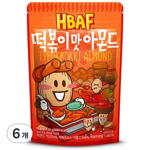 바프 떡볶이맛 아몬드, 120g, 6개