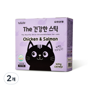 유한양행 윌로펫 더 건강한 스틱 고양이 유산균 간식 30p, 닭고기 + 연어 혼합맛, 14g, 2개