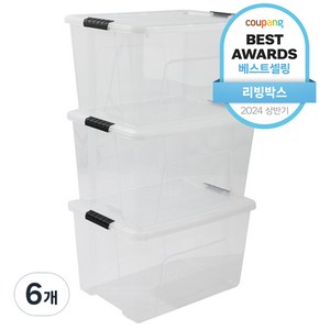 아이리스 리빙박스 DD-TB-56D 66L, 투명, 6개