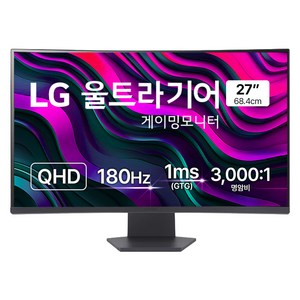 LG전자 QHD 울트라기어 게이밍 모니터 27GS60QC, 68.4cm