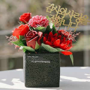 피나 카네이션 비누꽃 센터피스, 레드, 1개