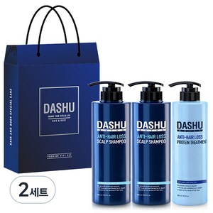 다슈 데일리 한방 두피 골드 샴푸 500ml x 2개 + 안티헤어로스 단백질 트리트먼트 500ml + 쇼핑백, 2세트