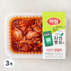 하림 동물복지 자연실록 매콤한 닭갈비, 400g, 3개