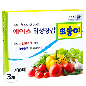 에이스 뽀송이 위생장갑, 200개입, 3개