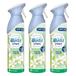페브리즈 에어 실내 탈취제 화이트 페어 앤 베르가못 본품, 165g, 3개