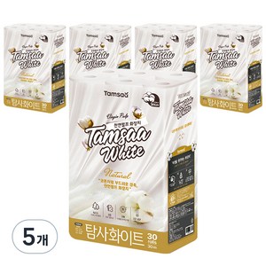 탐사 화이트 천연펄프 3겹 롤화장지 30m, 30개입, 5개