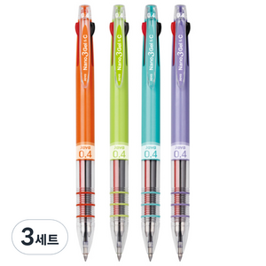 자바펜 0.4mm 나노3겔&C 다색펜 4p, 오렌지,라임,민트,라벤더, 3세트