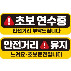 제제데코 초보운전 자동차 탈부착 자석 고휘도 반사 스티커 시트지 미디엄 E230 EC036 + EC045 세트, 혼합색상, 2개