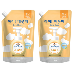 아이깨끗해 항균 폼 핸드솝 순 파우더향 리필, 600ml, 2개