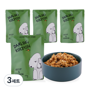 달링키친 생후2개월이상 강아지 자연화식 사료 4p, 소, 400g, 3세트