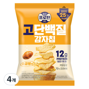 롯데웰푸드 이지프로틴 고단백질 감자칩 소금빵맛, 4개, 50g