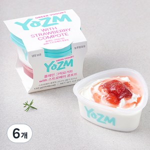 요즘 플레인 그릭요거트 with 스트로베리 콩포트, 130g, 6개