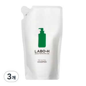 라보에이치 탈모증상완화 약산성 두피강화 비건 샴푸 리필팩, 400ml, 3개