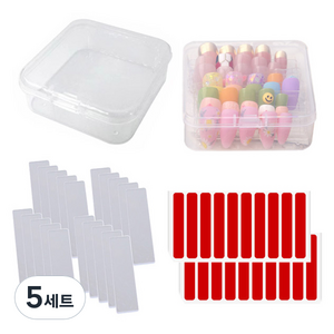 카카스 네일팁 보관 사각형 케이스 세트, 혼합색상, 5세트