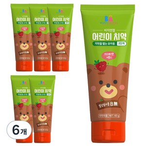 비지엔젤 저불소 어린이치약 2단계, 60g, 6개