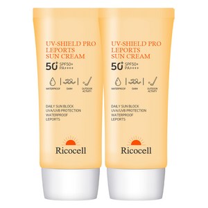 리코셀 유브이 쉴드 프로 워터프루프 레포츠 선크림 SPF50+ PA++++, 70ml, 2개