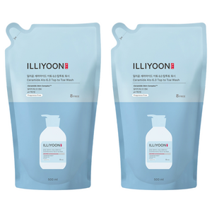 일리윤 세라마이드 아토 6.0 탑투토 워시 무향 리필, 500ml, 2개
