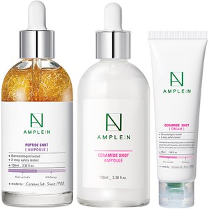 코리아나 앰플엔 펩타이드샷 앰플 대용량 100ml + 세라마이드샷 앰플 대용량 100ml + 세라마이드샷 크림 50ml, 1세트