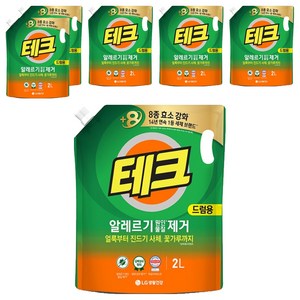 [비건라이프] 테크 알레르기 원인물질 제거 드럼용 액상세제 리필, 2L, 6개