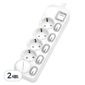 에코파워탭 LED 개별 과부하차단 전선형 멀티탭 5구 EPM-L305SS + 안전커버 랜덤발송, 2.5m, 혼합색상, 2개