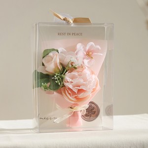 뷰티풀데코센스 미니 피어니 납골당 성묘 미니 꽃다발, 라이트핑크