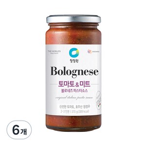 청정원 볼로네즈 파스타소스 토마토&미트, 370g, 6개