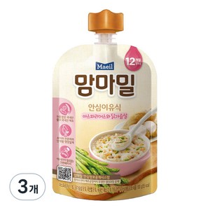 맘마밀 안심 이유식 12개월부터 100g, 아스파라거스와 닭가슴살, 3개